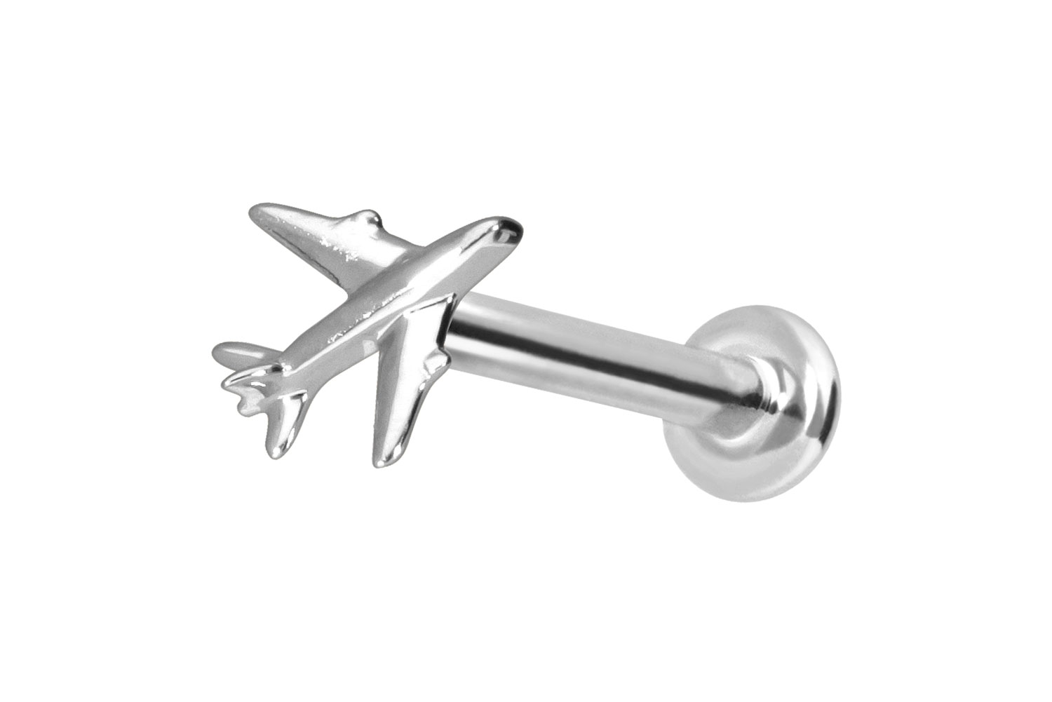 14 Karat Gold Labret Piercing mit Push Fit FLUGZEUG